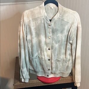 Hem & Thread Tie-Dye Snap-Front Bomber Jacket, Size S